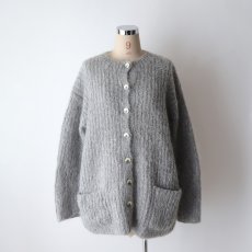 画像9: UNKNOWN BRAND MOHAIR HAND KNIT CREW NECK CARDIGAN (9)