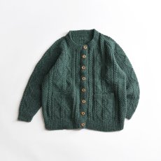 画像1: OLD UNKNOWN BRAND WOOL HAND KNIT CREW NECK FISHERMAN'S CARDIGAN (1)