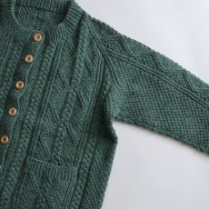 画像3: OLD UNKNOWN BRAND WOOL HAND KNIT CREW NECK FISHERMAN'S CARDIGAN (3)