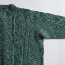 画像5: OLD UNKNOWN BRAND WOOL HAND KNIT CREW NECK FISHERMAN'S CARDIGAN (5)