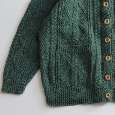 画像4: OLD UNKNOWN BRAND WOOL HAND KNIT CREW NECK FISHERMAN'S CARDIGAN (4)