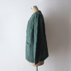 画像8: OLD UNKNOWN BRAND WOOL HAND KNIT CREW NECK FISHERMAN'S CARDIGAN (8)