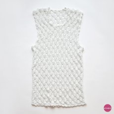 画像1: OLD HANDMADE CROCHET LACE N/S TOP (1)