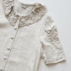 画像4: HESS FRACKMANN LINEN CROCHET LACE COLLAR S/S BLOUSE (4)