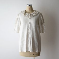 画像10: HESS FRACKMANN LINEN CROCHET LACE COLLAR S/S BLOUSE (10)