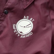 画像7: 80's UNKNOWN BRAND NYLON FLANNEL LINING PRINT SNAP COACH JACKET "AS & T SAFETY AWARD" (7)