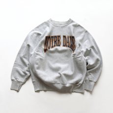 画像1: 90's Midwest Embroidery REVERSE WEAVE style PRINT CREW NECK SWEAT  "NOTRE DAME" "MADE IN USA" (1)