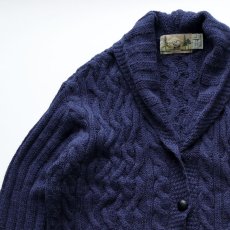 画像3: ARAN CRAFTS ALPACA WOOL HNAD KNIT SHAWL COLLAR FISHERMAN'S LONG CARDIGAN "MADE IN IRELAND" (3)