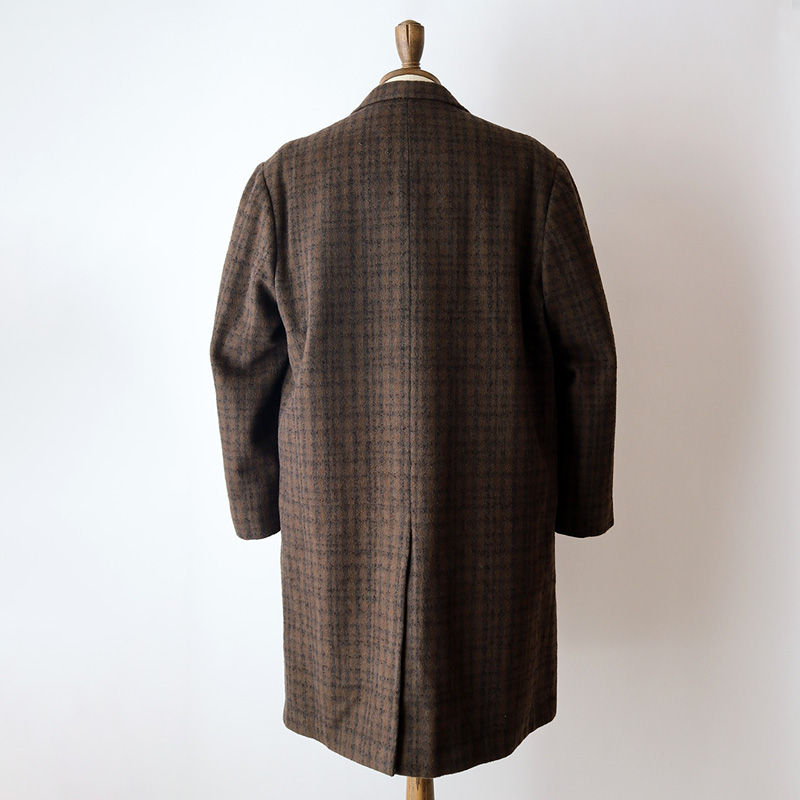 OLD UNKNOWN BRAND WOOL CHECK CHESTERFIELD COAT,USED/VINTAGE (Men's