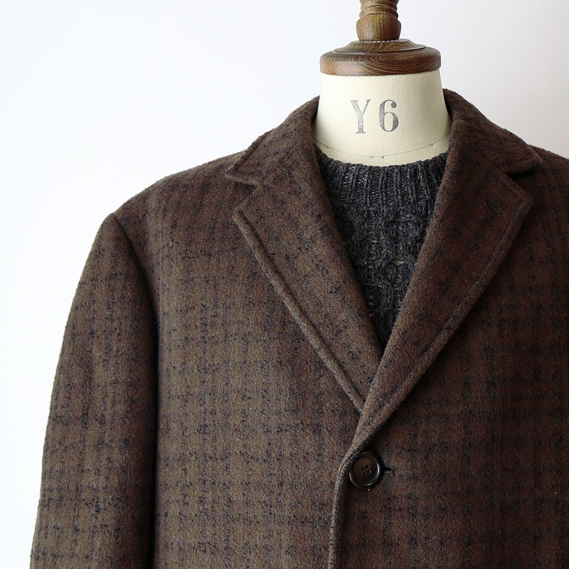 OLD UNKNOWN BRAND WOOL CHECK CHESTERFIELD COAT,USED/VINTAGE (Men's